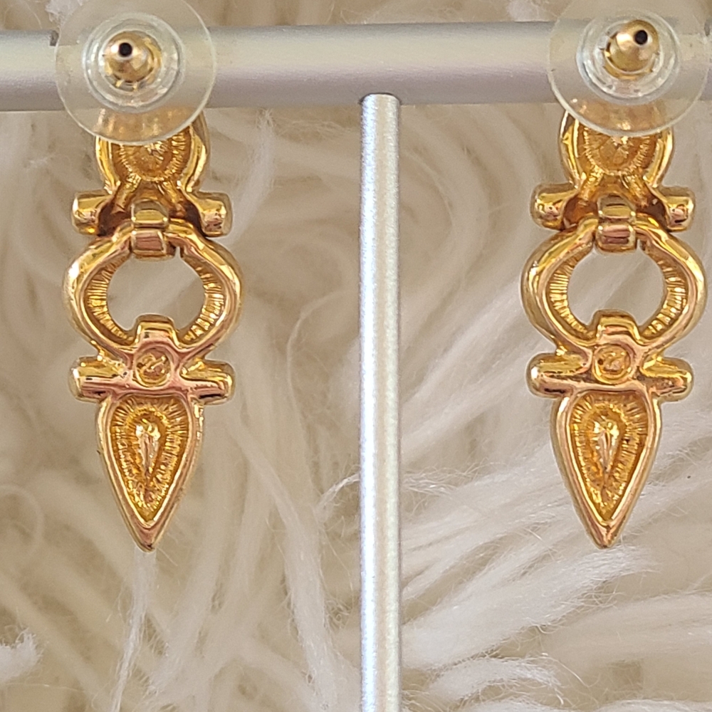 Swarovski Crystal Swan Signed Pierced Earrings- Great Condition - Picture 4 of 6
